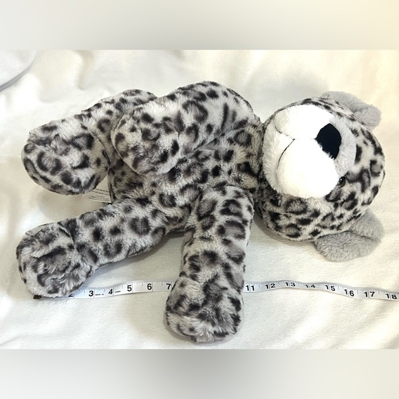 Animal Adventure White Gray & Black Leopard Print Plush 18” Soft Stuffed Animal - Picture 15 of 16